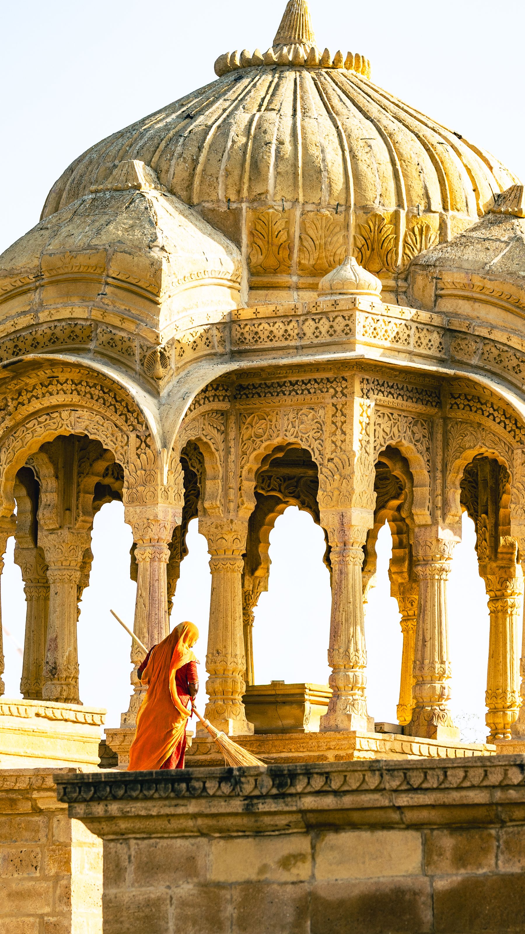 Woman Sweeping Beneath A Bada Bagh Cenotaph
